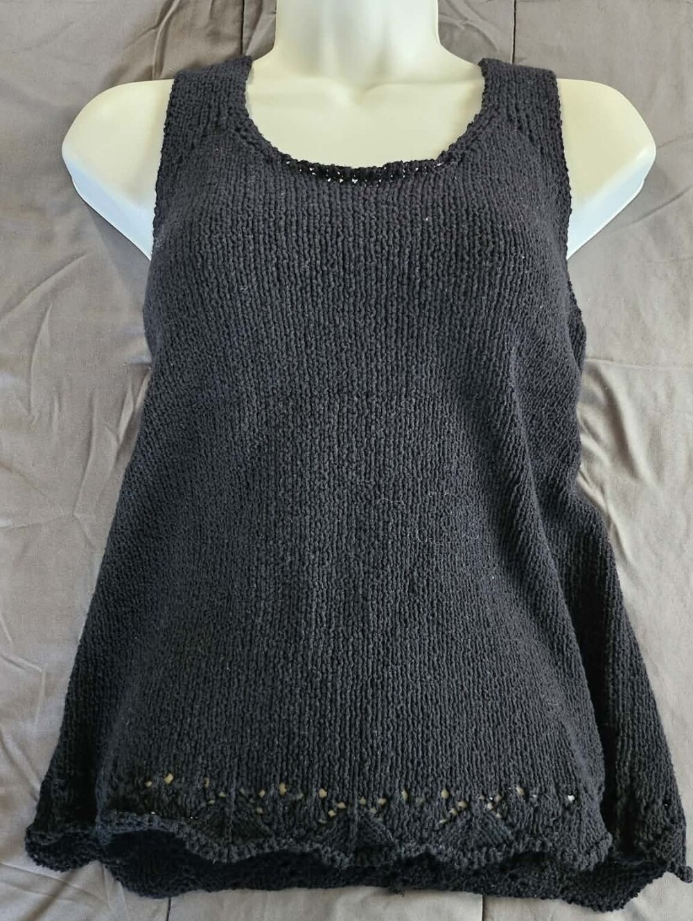 Black Knit Tank Top - Lightweight Scoop Neck Girls Top